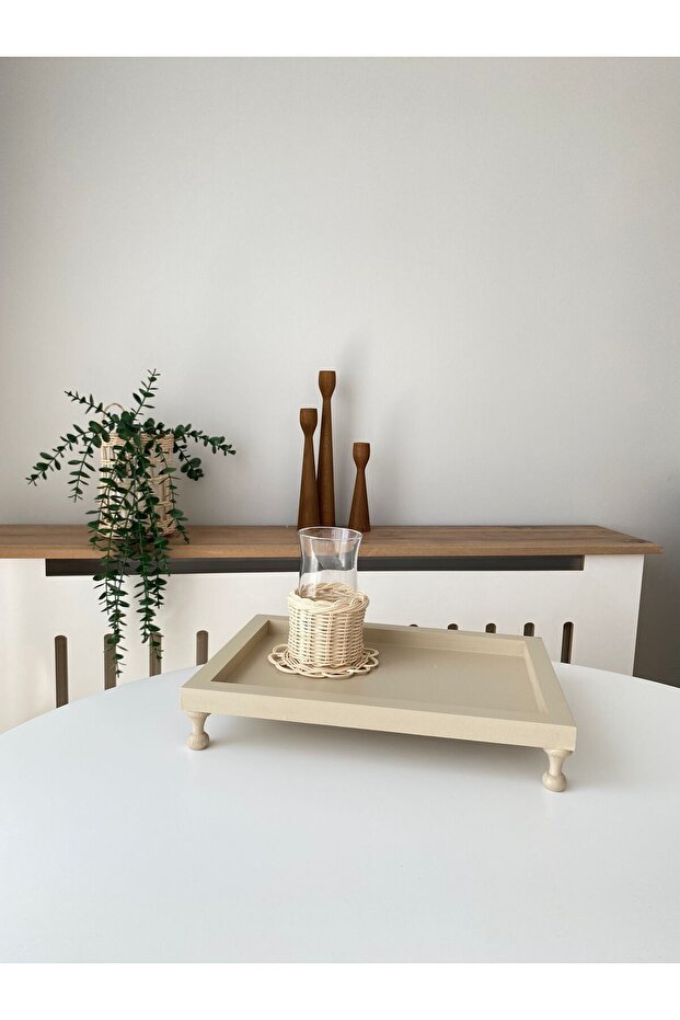 24x34 Krem Renk Ahşap Sunumluk \Tepsi - 3