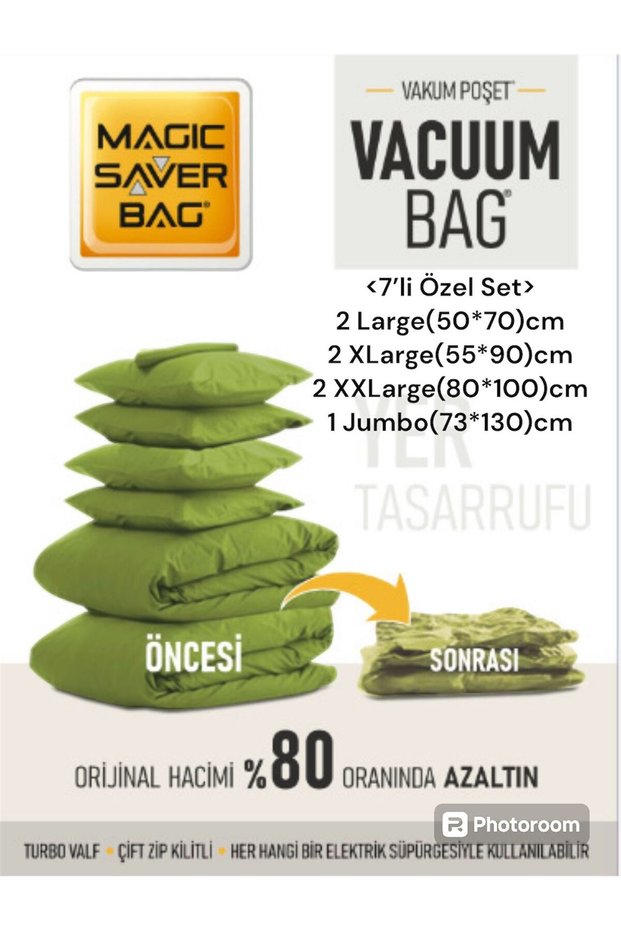 Vacuum Storage Bag Quilt Storage Bag Wardrobe Organizer Vacuum Bag Set 7 Pcs (2L*2Xl*2Xxl*1Jumbo)