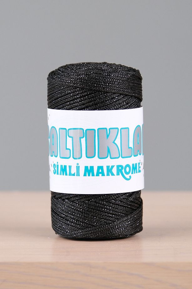 Makrome Ipi Simli 100gr 3mm - Premium Simli Makrome Ipi Siyah Rs-060 - 1
