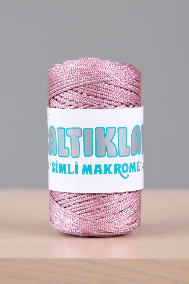 Macrame Cord with Glitter 100Gr 3mm - Premium Glitter Macrame Cord Gül Sg-350