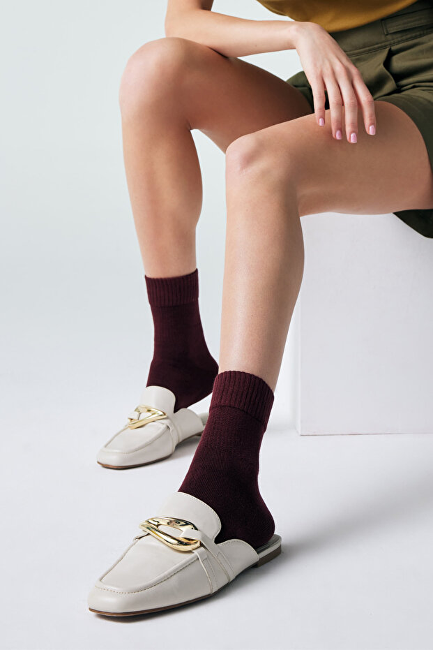 BAMBU EXTRA RAHAT GÜNLÜK BORDO ÇORAP - 5