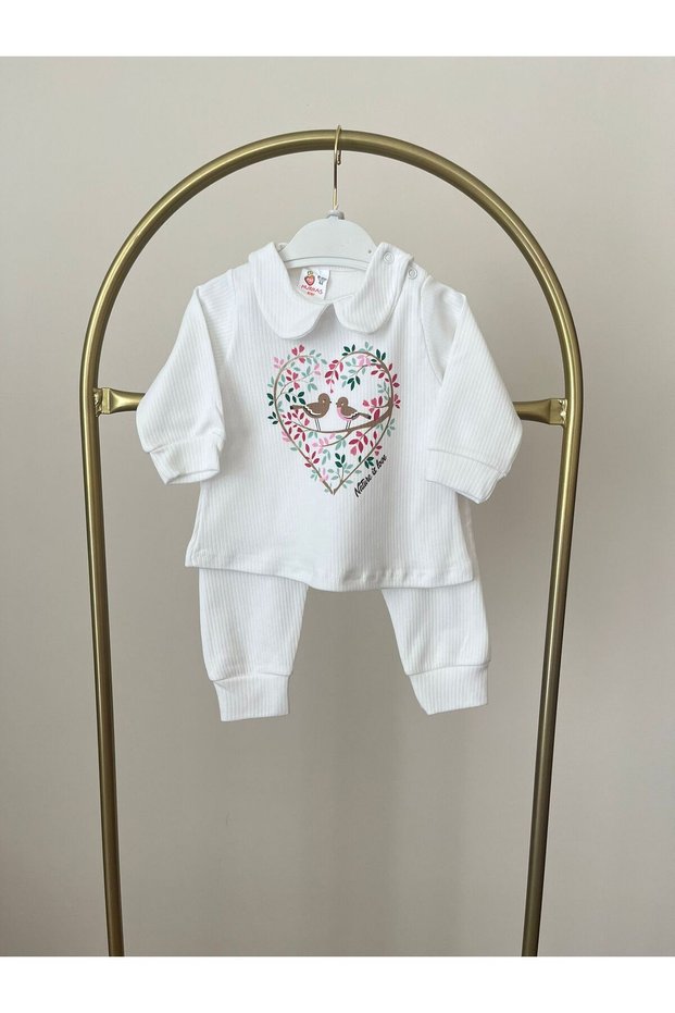 Baby Girl Set - 100% Cotton, Bird Pattern, 0-3 Months / 3-6 Months Baby Girl Outfit