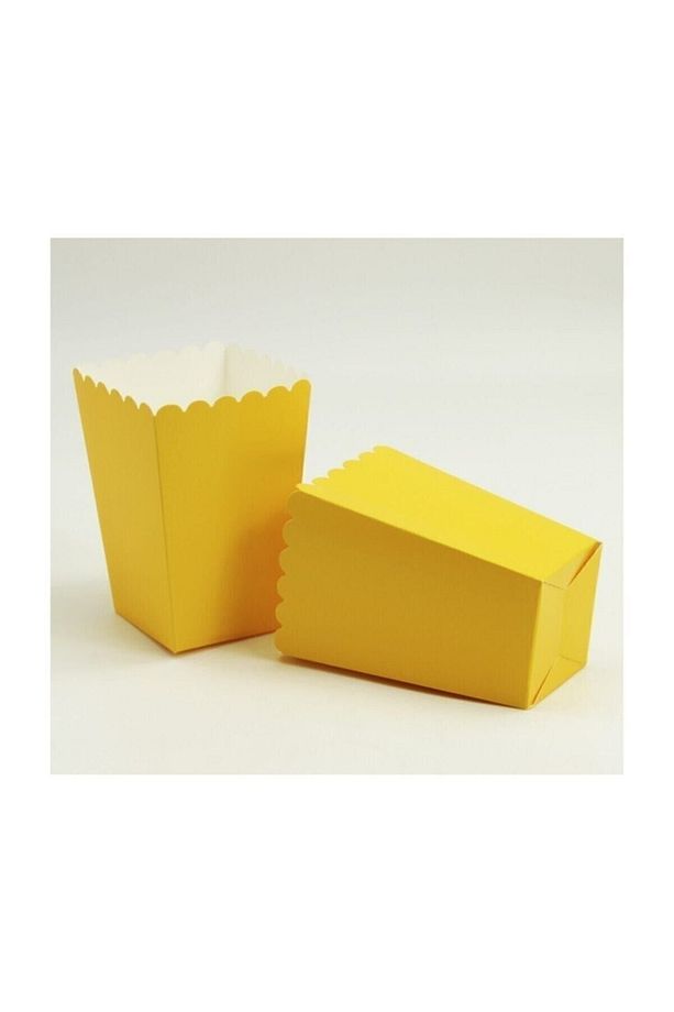 Popcorn Kutusu ( Mısır , Cips Kutusu ) 10 Adet Sarı Renk - 1