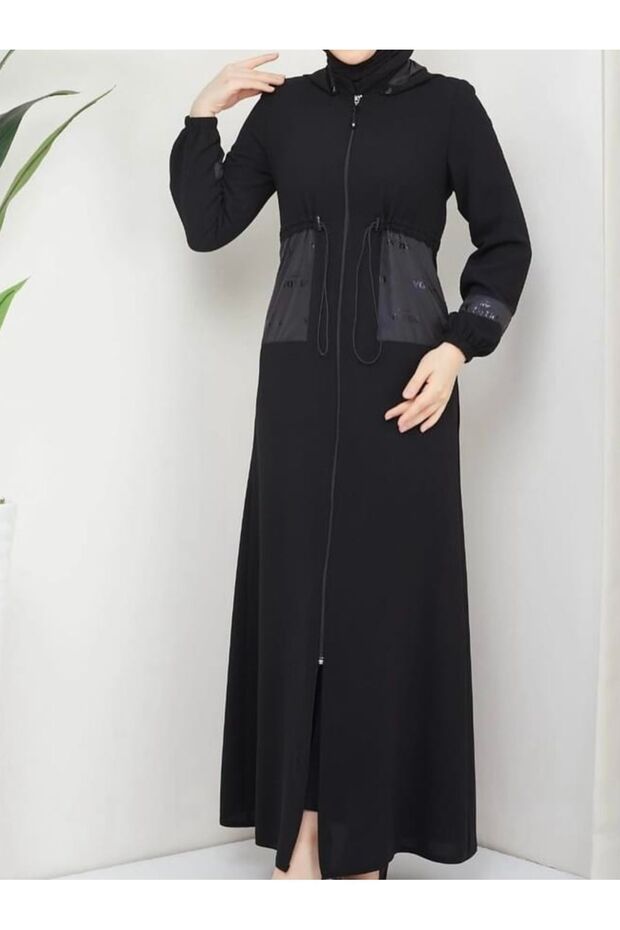 Portable Hooded Sports Jacket with Front Zipper and Waist Drawstring