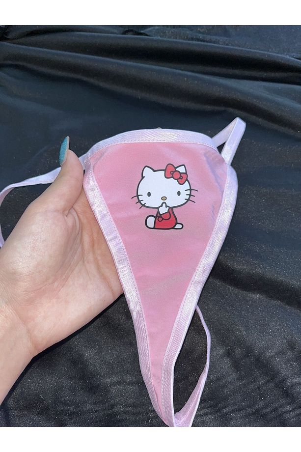 Hello Kitty Baskılı Pembe T-String Model Tanga - 2