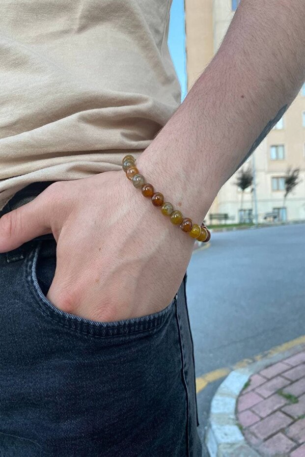 Dark Yellow Agate Natural Bracelet