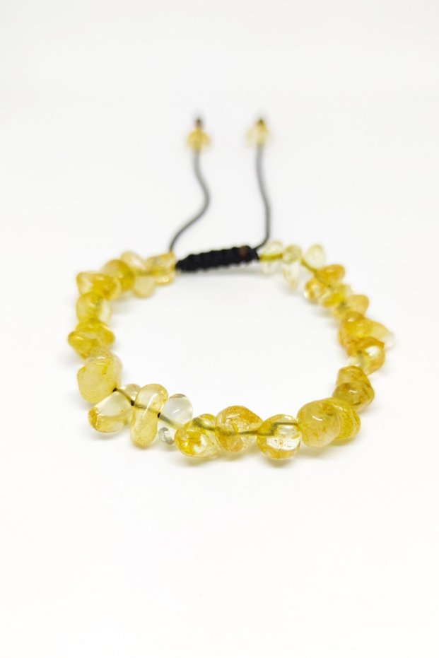 Citrine Natural Broken Stone Macrame Braided Adjustable Bracelet