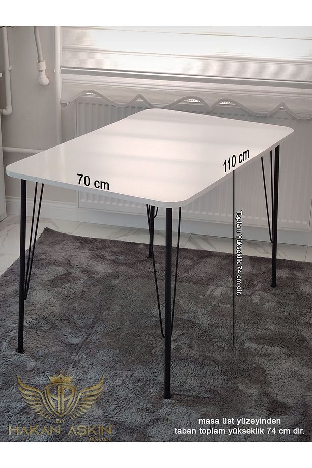 Siyah Ayaklı 70x110 Cm White Eclipse 2024 Mutfak Masası Çalışma Masası Bilgisayar Masası - 2