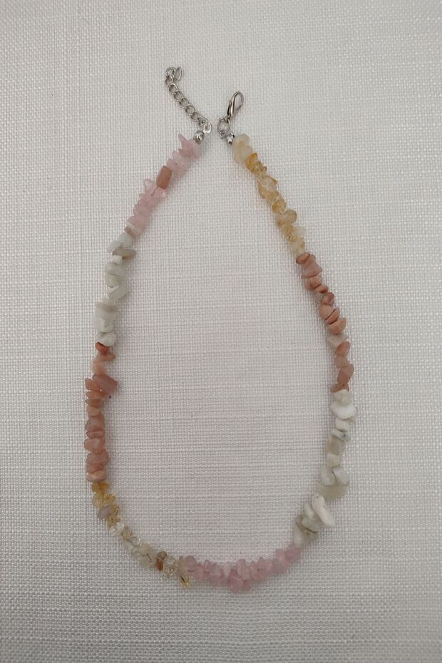 Pink Quartz and Citrine Kırıktaş - Sun Stone Necklace
