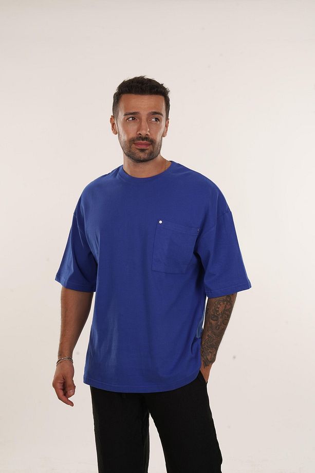 Saks Yüksek Kalite Care About Baskılı Oversize T-SHİRT VMS 40449 - 1