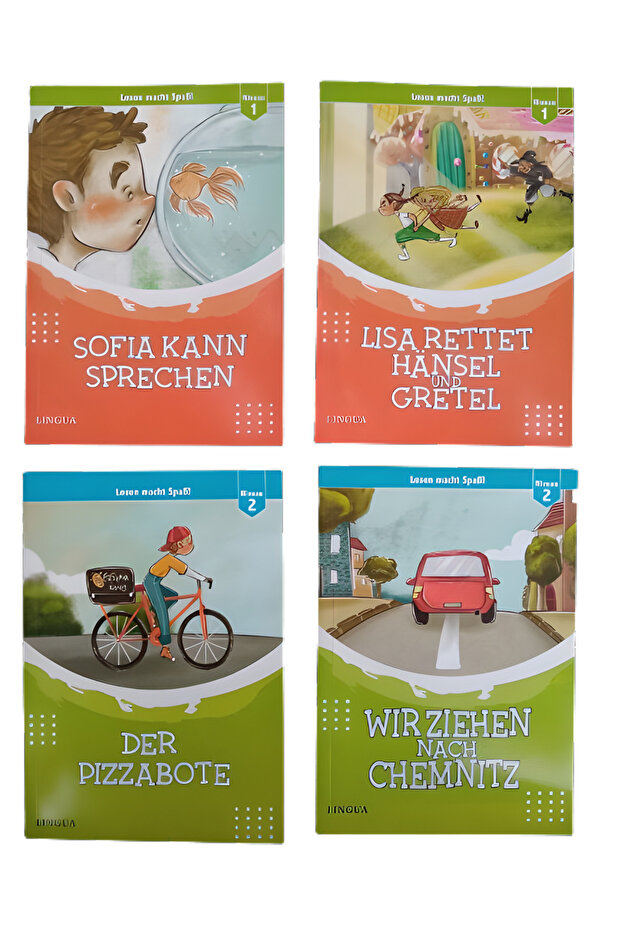 - German Story Reading Set - 4 Books - 1st2.Level - Colorful, Illustrated, Exerciseable - Very High Quality