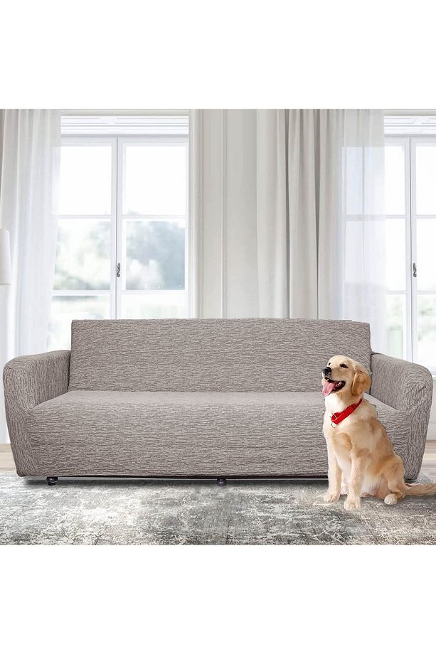 Jakarlı Düz Desen Likralı Esnek Yikanabilir Koltuk Örtüsü 3+3+1+1 Koltuk Takımı - 4