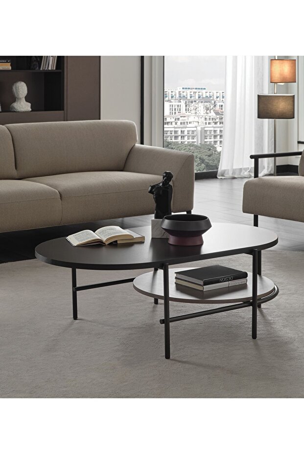 Berta Elips Orta Sehpa - Siyah - 1