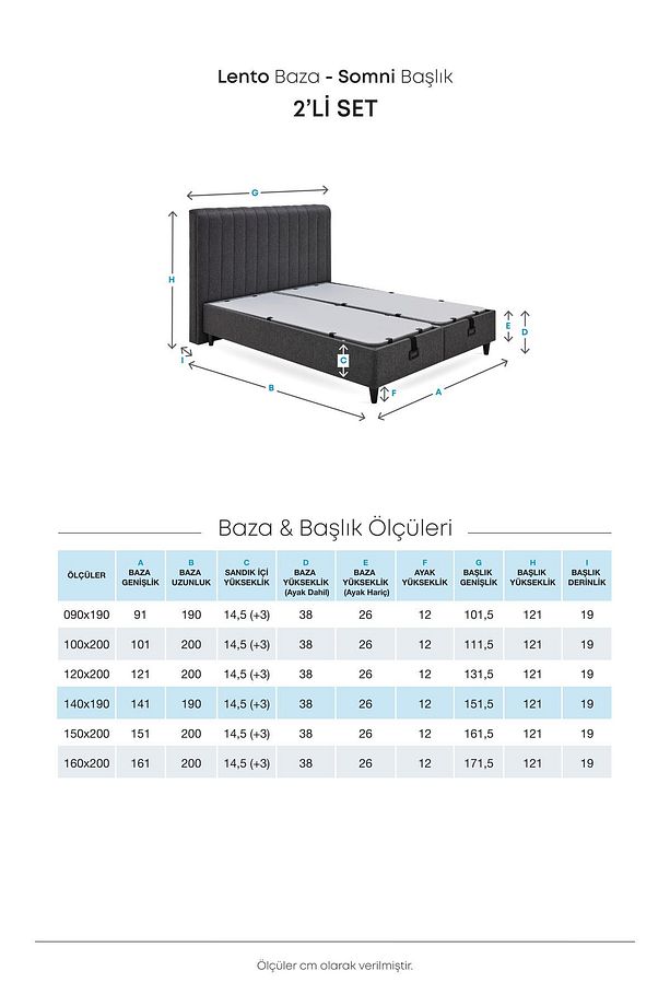 Lento Baza Somni Başlık 2'li Set Siyah - 6