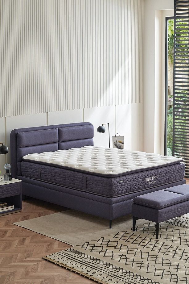 Duchess Ultra Care Yatak Botanic Başlıklı Baza Çift Kişilik 3'lü Set - Lacivert - 1