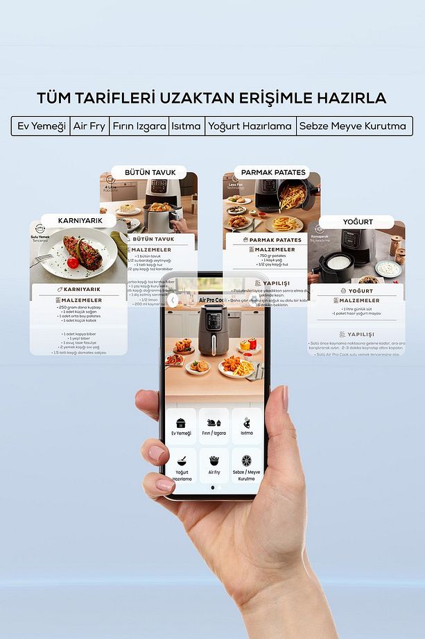 Connect Air Pro Cook XL 2 in 1 Uzaktan Erişimli Airfryer Shadow Grey - 9
