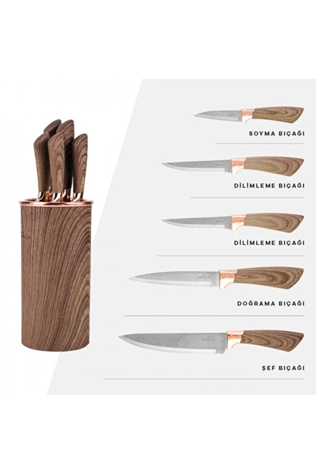 Wave Brown 6 Parça Bıçak Seti - 1