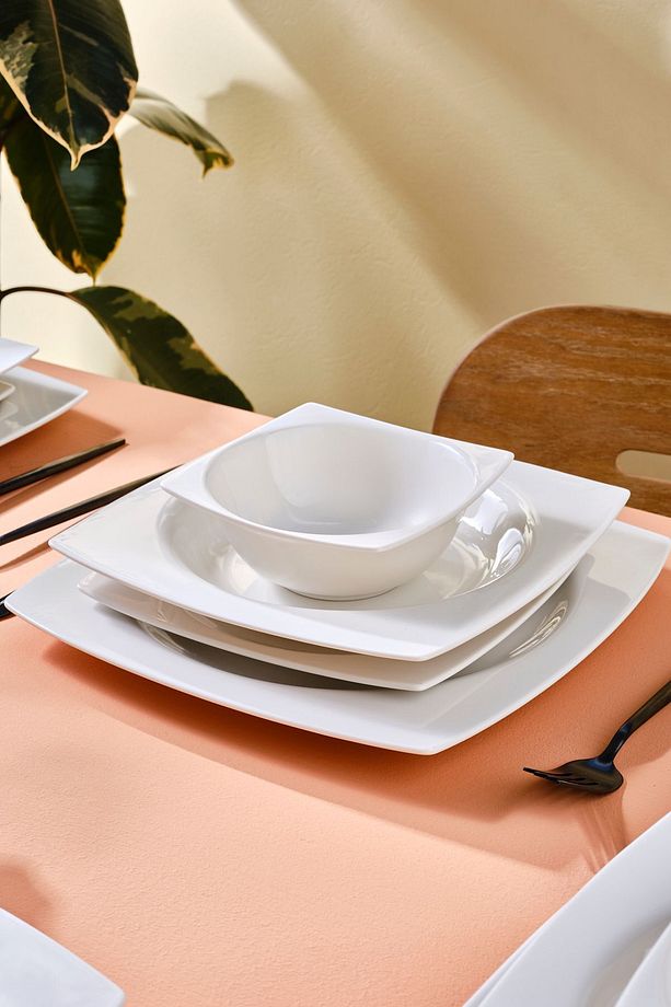 Square Bone Royal White 24 Parça 6 Kişilik Yemek Takımı - 3