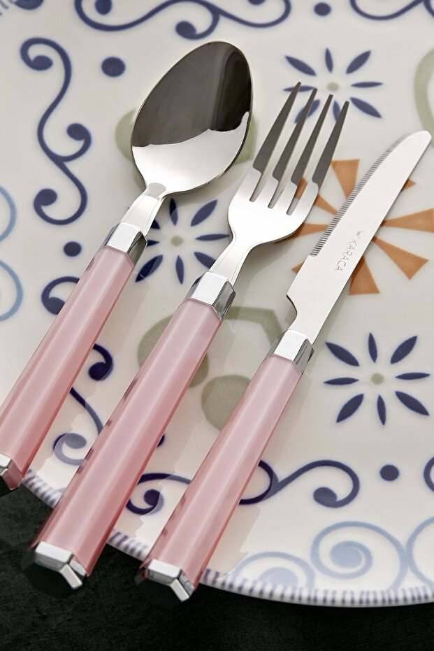 Freya Pembe 18 Piece Dessert Fork Spoon Knife Set for 6 Persons
