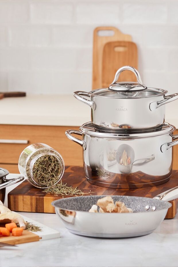 Cihangir 7 Parça Çelik Tencere Seti - 3