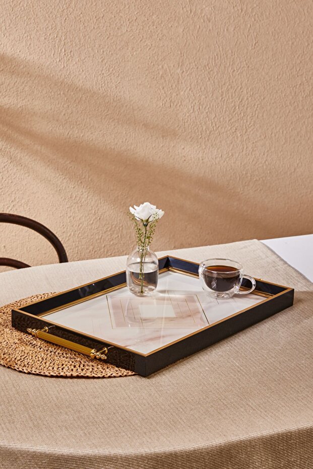 Aster Rectangular Tray 49 cm Black