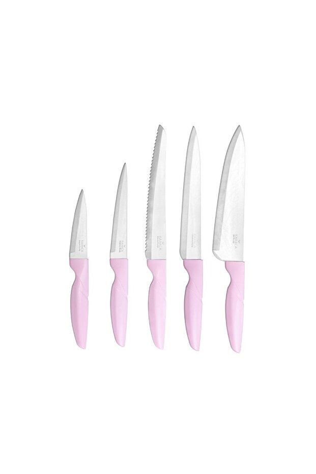 Retro Pembe 6 Parça Bıçak Seti - 7