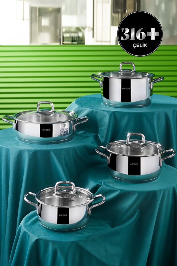 Sakura Powersteel 8 Piece Cookware Set with 316 Steel Induction Base