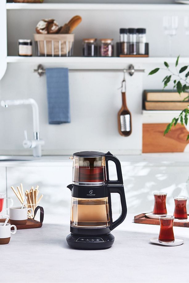 Çaysever 3 in 1 Konuşan Renkli Camlı Çay Makinesi Agate - 4