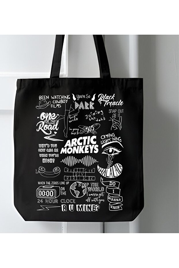 Black Canvas, Arctic Monkeys Design Tote Bag, Cloth Bag, Shopper Bag, Canvas Bag