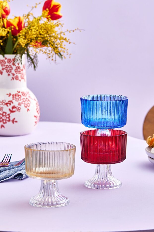 Anita 3 Piece Glass Magnolia / Dessert Set