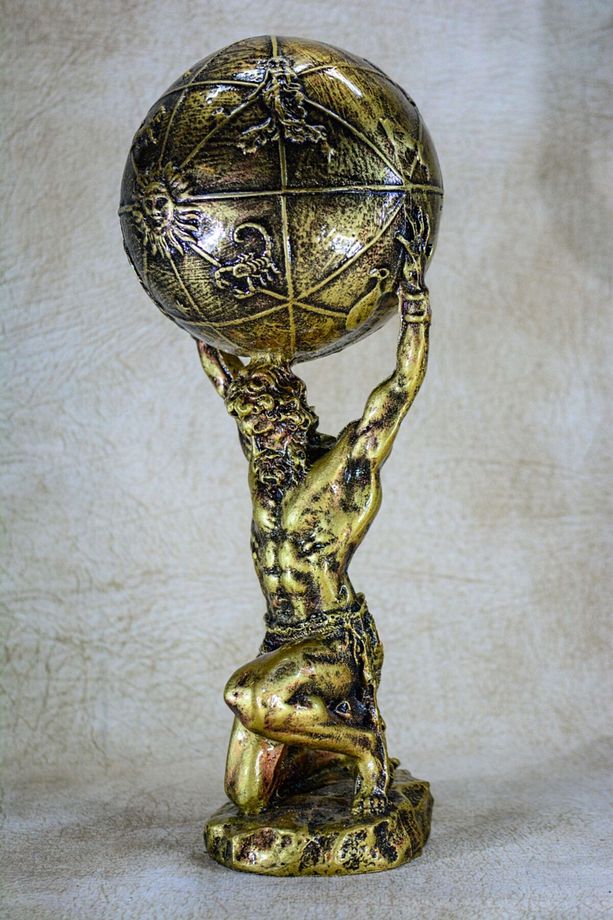 Yunan Tanrısı Atlas Büyük Boy Altın Gold Heykel Biblo - 3