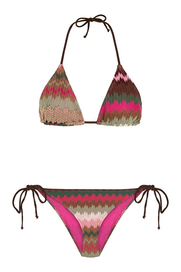 Colorful Glitter Knitwear Triangle Bikini Set