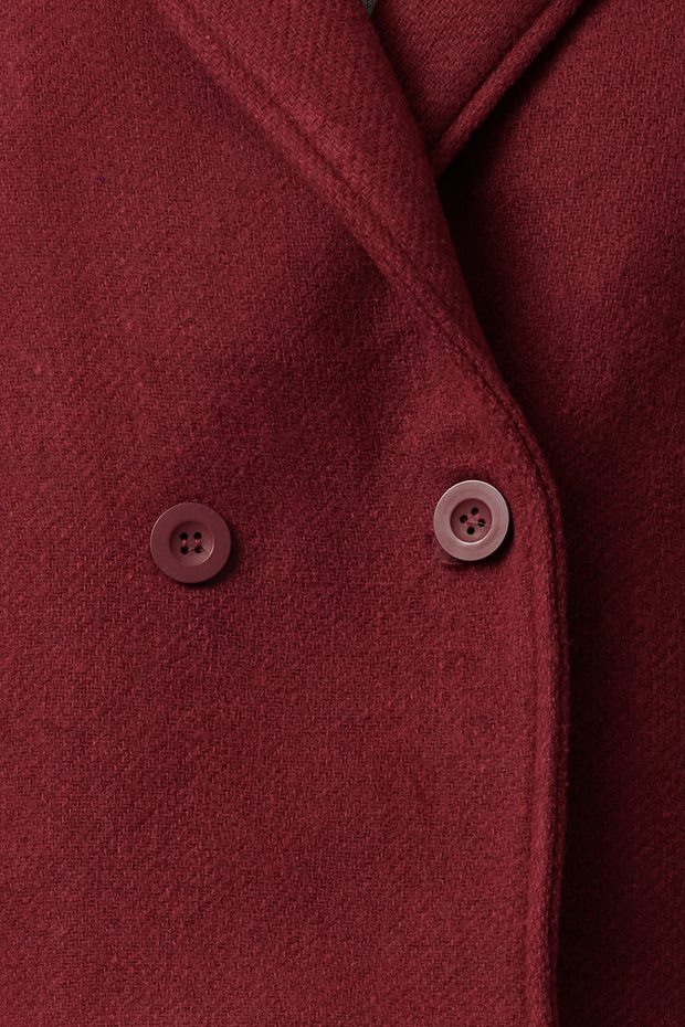 Bordo Oversize Yünlü Kısa Ceket Kaban TWOAW25KB00047 - 6