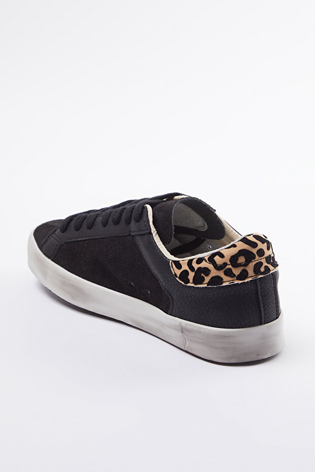 Siyah Leopar Detaylı Retro Kadın Spor Ayakkabı TAKAW25SN00007 - 4