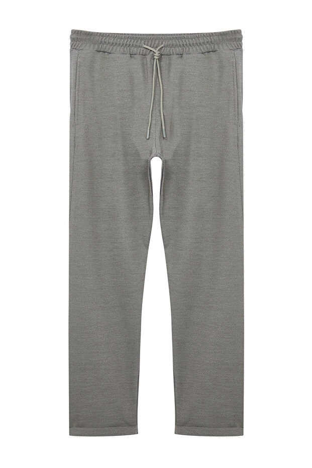 Haki Regular Fit Örme Esnek Rahat Beli Bağlamalı Lastikli Duble Paça Kumaş Pantolon TMNAW25PL00002 - 7
