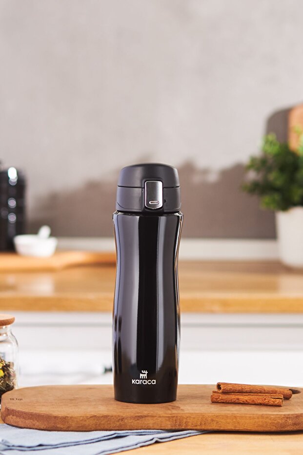 Jupiter Stainless Steel Thermos with Safety Lock and Leak Proof Lid 500 ml Black
