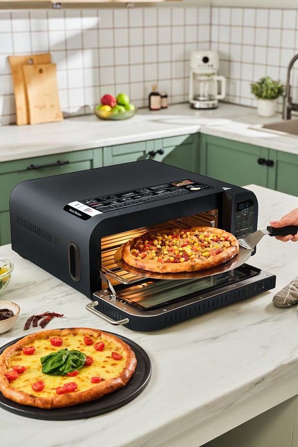 Multicrust Artisan Retro Pizza Makinesi ve Airfryer Mat Siyah - 3