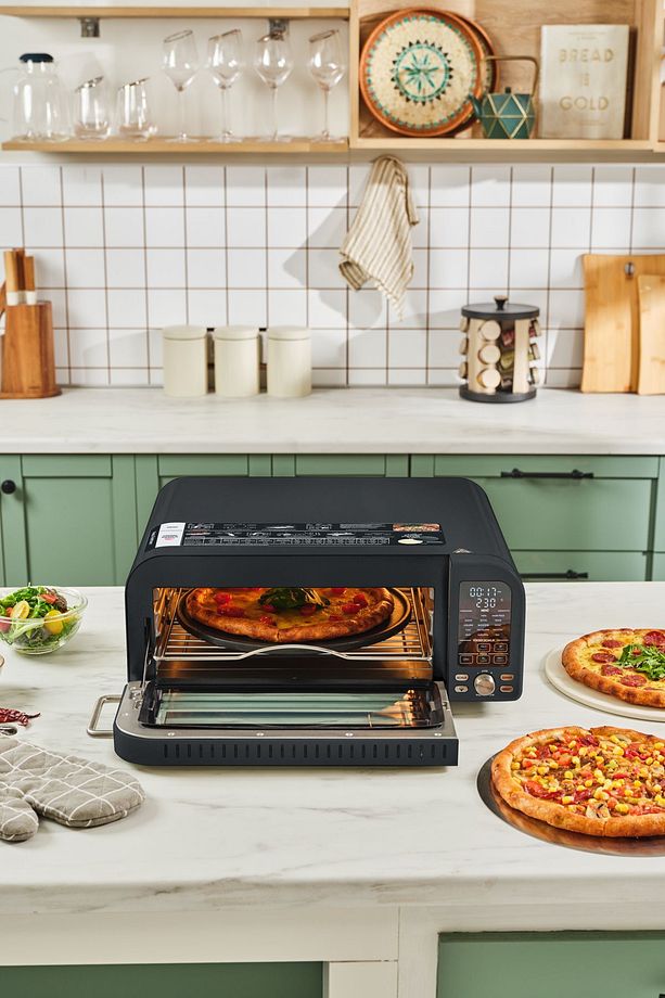 Multicrust Artisan Retro Pizza Makinesi ve Airfryer Mat Siyah - 1