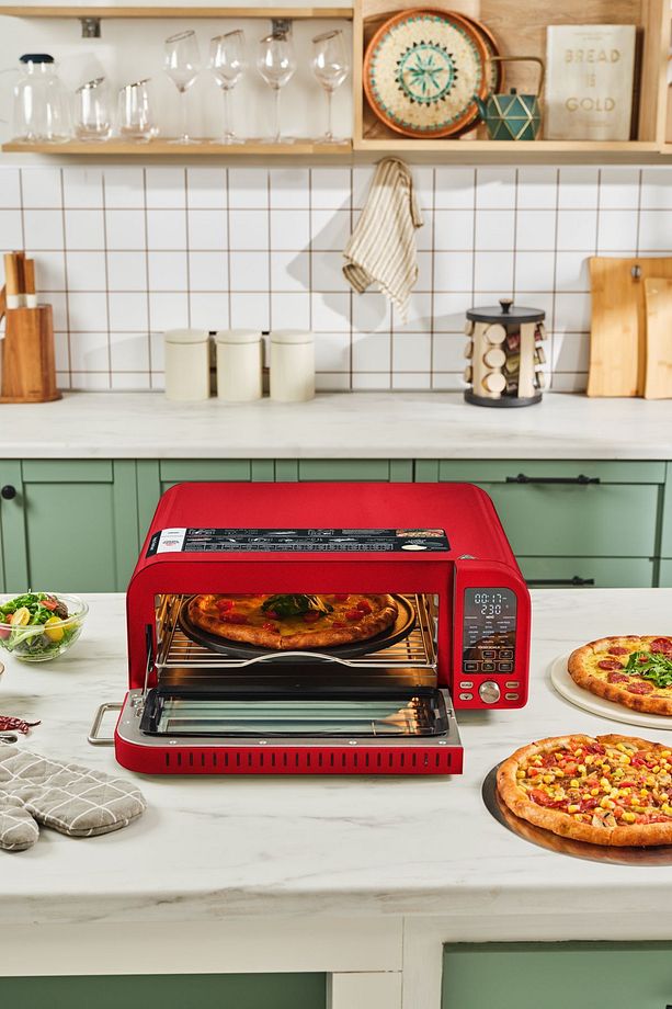 Multicrust Artisan Retro Pizza Makinesi ve Airfryer Metallic Red - 1