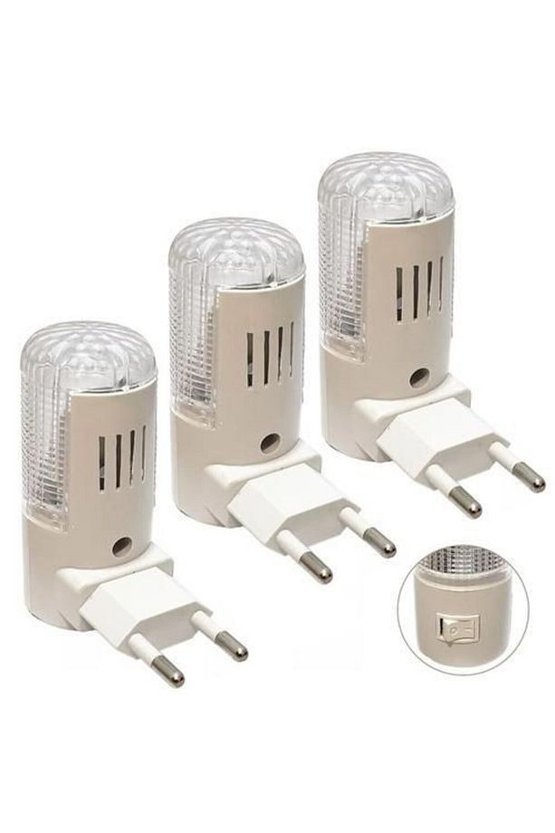 5 Adet 1 Watt Beyaz Işık, Çok Kaliteli, Fişli, Aç - Kapa Düğmeli Gece Lambası, 8 Cm Gece Lambası - 6