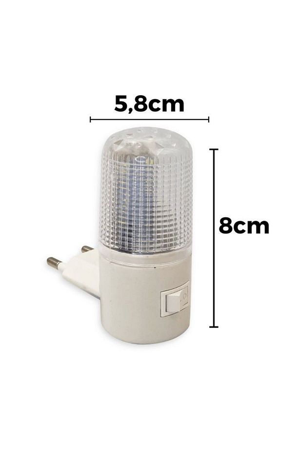 5 Adet 1 Watt Beyaz Işık, Çok Kaliteli, Fişli, Aç - Kapa Düğmeli Gece Lambası, 8 Cm Gece Lambası - 4