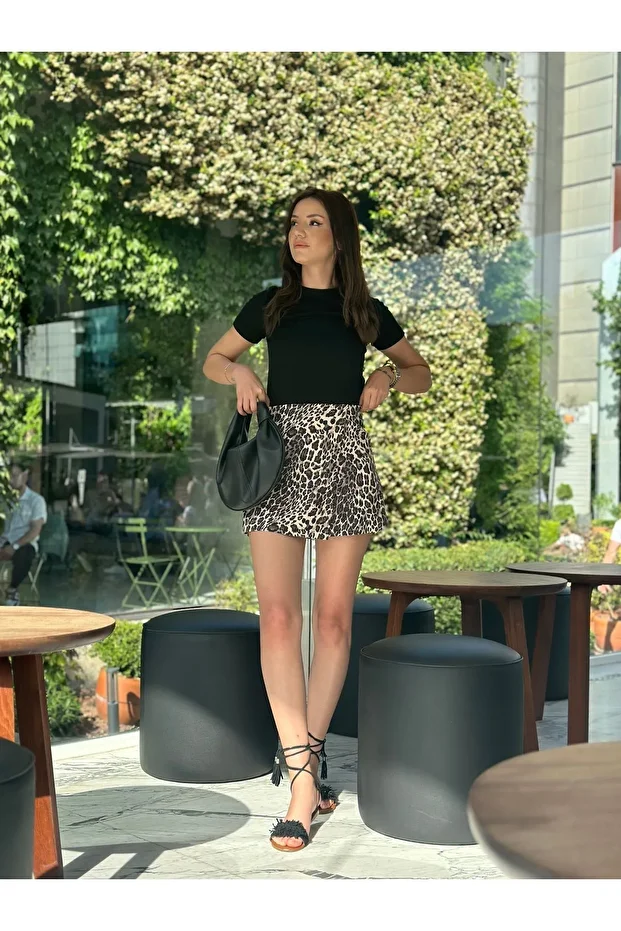 Leopar Şort Etek - 2