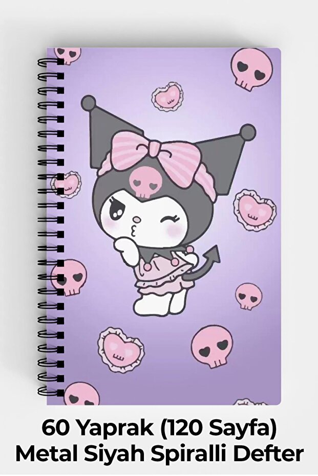 Kuromi Design A5 Spiral Hard Cover Notebook 120 Sheets
