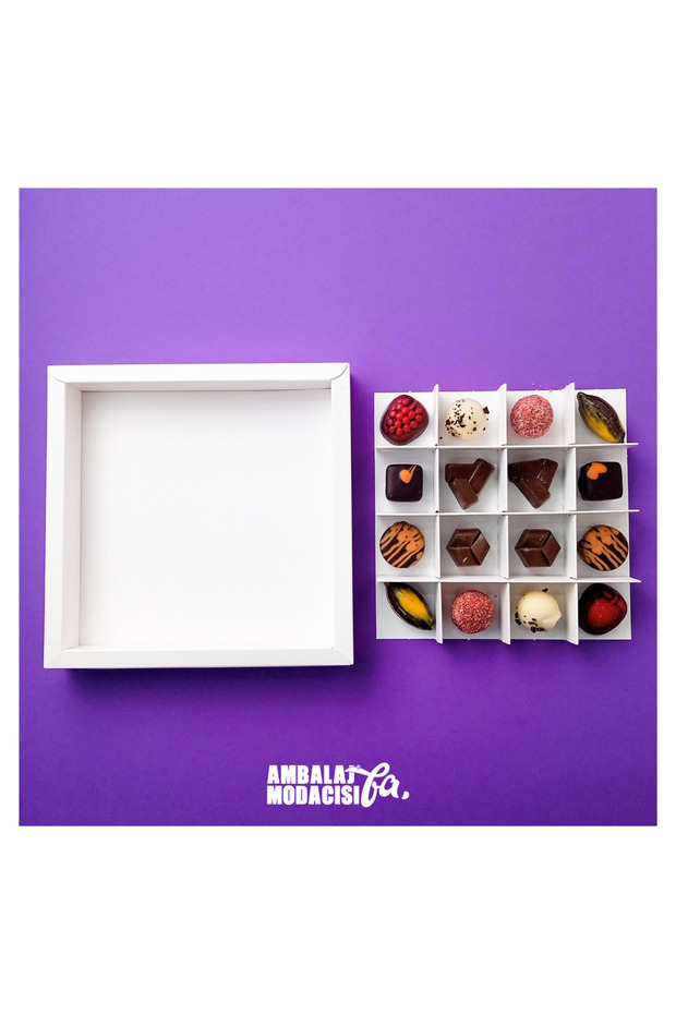 Chocolate Box ( 10 Adet ) 2020 Model 16 Gözlü Çikolata Kutusu ( 21x21x3,5 Cm ) - 7