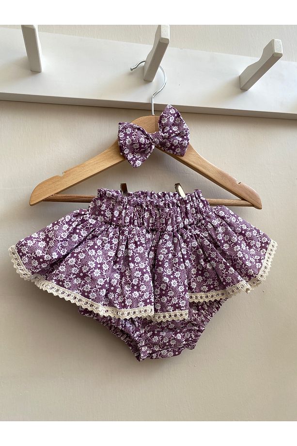 Lila çiçek etek şort - 2