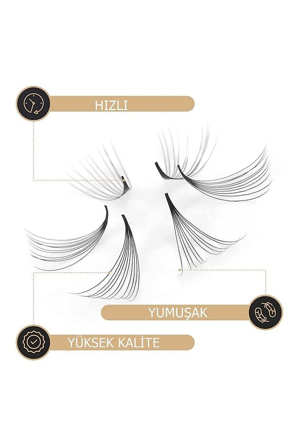 0,05 C 17mm Çek Tak Auto Fan 2d 3d 4d 5d 6d Volume Demet Doğal Ipek Kirpik Eays Fan - 5