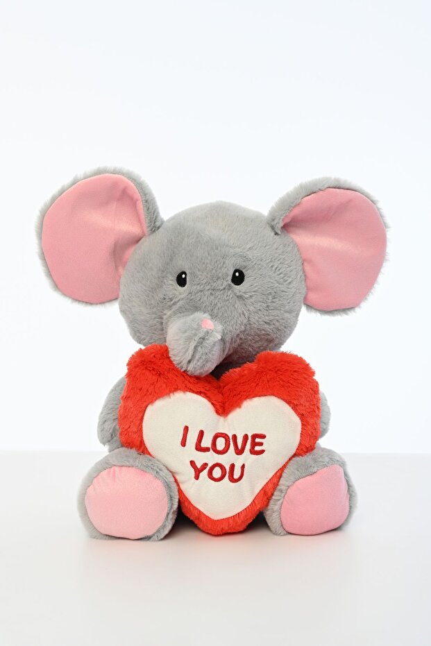 I Love You' Embroidered Pillow Plush Elephant