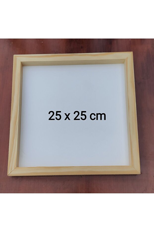 لوحة بإطار خشبي مقاس 25 × 25 سم باللون الأبيض (بدون زجاج - لوح خلفي ثابت)