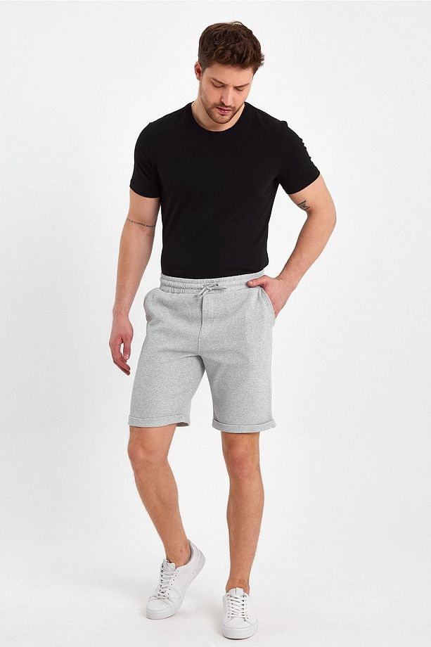 Erkek Waffle Regular Fit Casual Bermuda Şort - 3