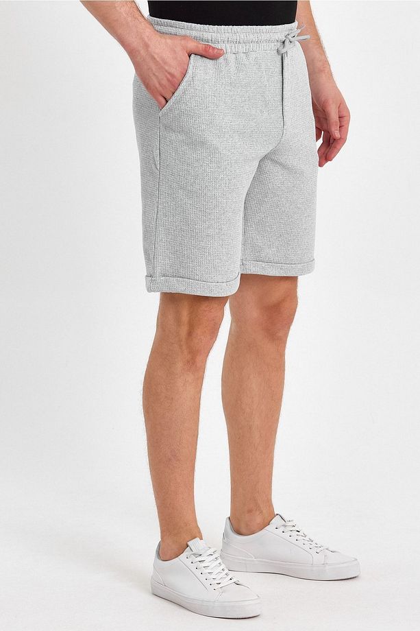Erkek Waffle Regular Fit Casual Bermuda Şort - 5